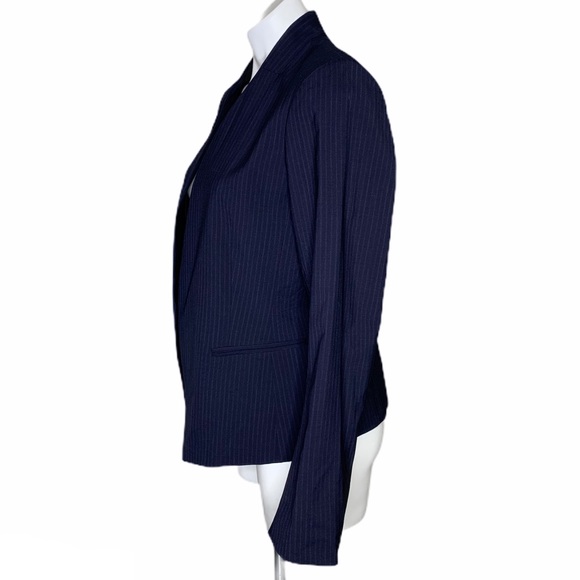 Theory Lana Tuck Stripe Open Blazer Navy 12 - Picture 4 of 14
